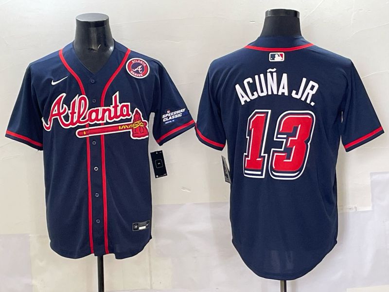 Men Atlanta Braves #13 Acuna jr Drak Blue Nike 2025 MLB Jersey style 07->atlanta braves->MLB Jersey